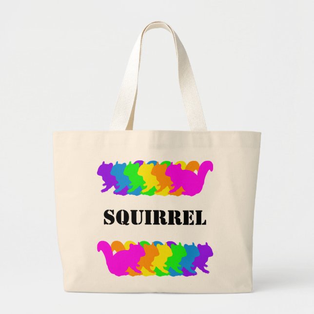 Bolsa Tote Grande Chipmunk , squirrel , illustration　(Colorful) (Frente)