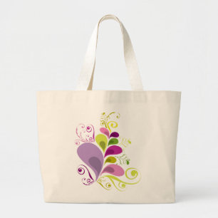 Bolsa Tote Grande Chique floral colorido do art deco da natureza das