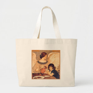 Bolsa Tote Grande Chocolate Anjo Francês Antigo