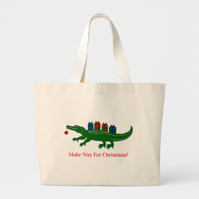 Bolsa Tote Grande Christmas Alligator Tote Bag (Frente)