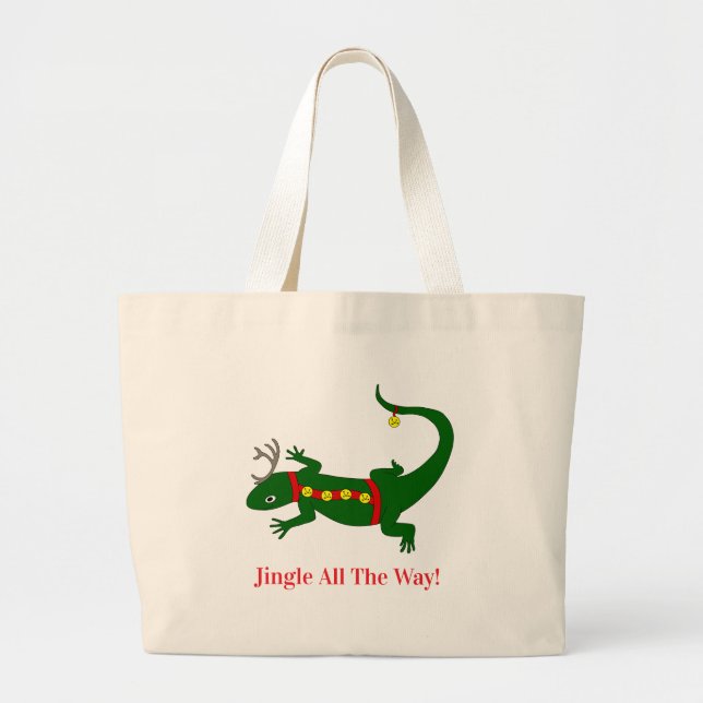 Bolsa Tote Grande Christmas Lizard Tote Bag (Frente)