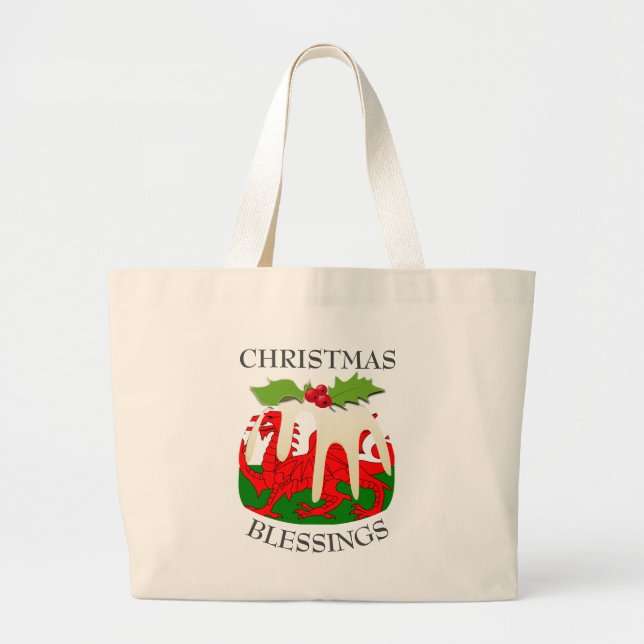 Bolsa Tote Grande Christmas Pudding WELSH FLAG (Frente)