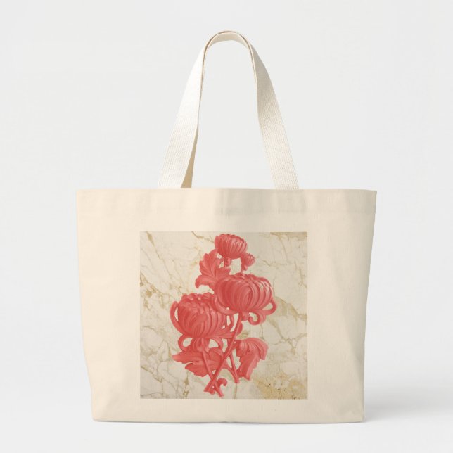 Bolsa Tote Grande Chrysanthemum Rosa (Frente)