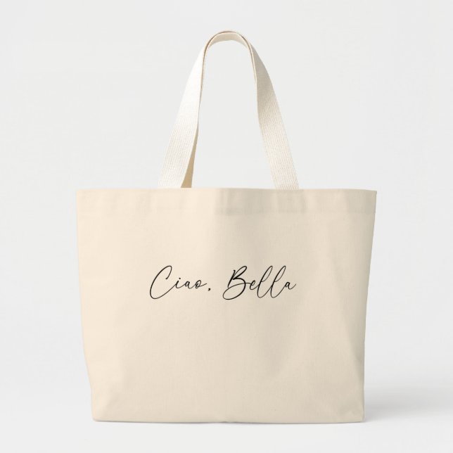 Bolsa Tote Grande Ciao, Camiseta moderna das mulheres Bell Olá, bele (Frente)