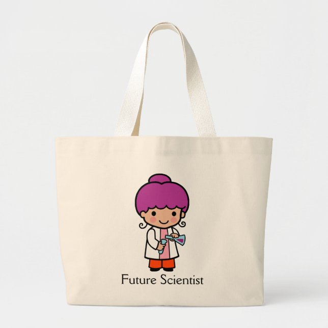 Bolsa Tote Grande Cientista/Menina Química Bonita com Peito Grande (Frente)