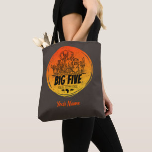 Bolsa Tote Grande Cinco de África, Safari Vintage Elephant,