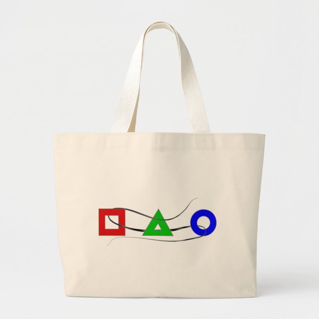 Bolsa Tote Grande Círculo de Triângulo Quadrado (Frente)