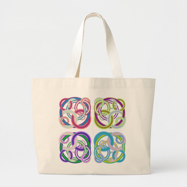 Bolsa Tote Grande Círculos coloridos entrelaçados (Frente)