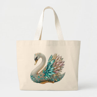 Bolsa Tote Grande Cisne de Diamante Brilhante Cristal Dourado