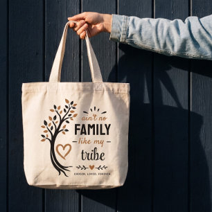 Bolsa Tote Grande Citação da Tribo Familiar Arte Personalizada Boho