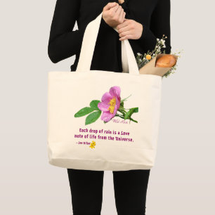 Bolsa Tote Grande Citação de Chuva de Flores Silvestres Rosa Selvage