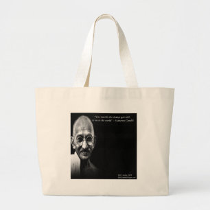 Bolsa Tote Grande Citação de Sabedoria Gandhi Seja a Mudança