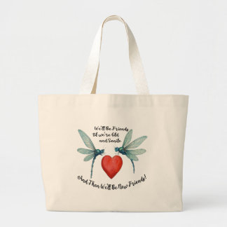 Bolsa Tote Grande Citação engraçada de amizade de libélulas BFF anti