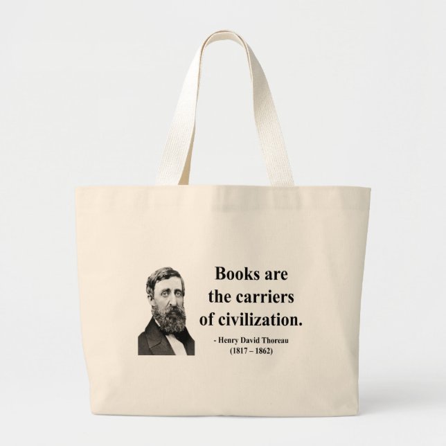 Bolsa Tote Grande Citações 9b de Thoreau (Frente)