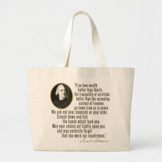 Bolsa Tote Grande Citações de Samuel Adams