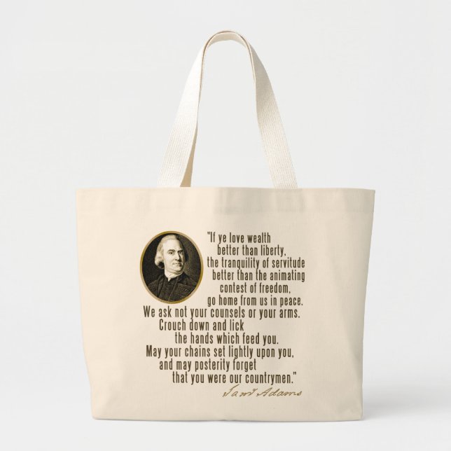 Bolsa Tote Grande Citações de Samuel Adams (Frente)