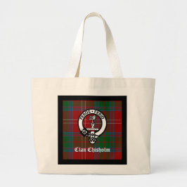 Bolsa Tote Grande Clan Chisholm Tartan & Crest Crachá