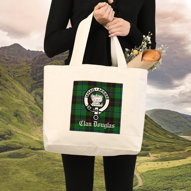 Bolsa Tote Grande Clan Douglas Tartan Crest (Clan Douglas tote avail in multiple sizes)