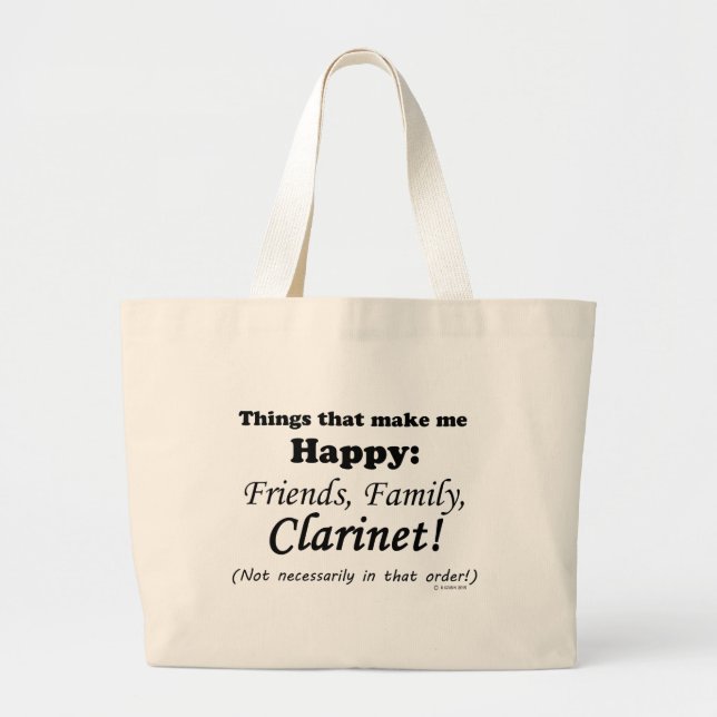 Bolsa Tote Grande Clarinet Me Torna Feliz (Frente)
