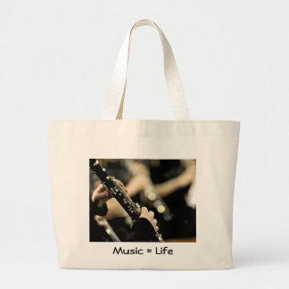 Bolsa Tote Grande Clarinete - música = vida