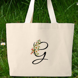 Bolsa Tote Grande Classic monogram G red white flower mother gift