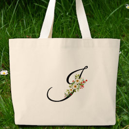 Bolsa Tote Grande Classic monogram J red white flower mother gift