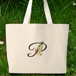 Bolsa Tote Grande Classic monogram P red white flower mother gift 