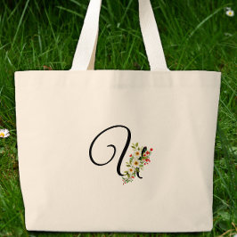 Bolsa Tote Grande Classic monogram U red white flower mother gift 