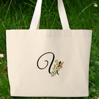 Bolsa Tote Grande Classic monogram U red white flower mother gift 