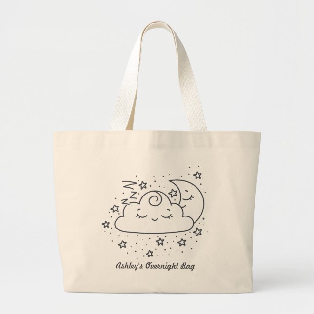 Bolsa Tote Grande Cloud Moon e Stars Bebê da Noite (Frente)
