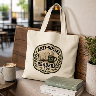 Bolsa Tote Grande Clube de Leitores Anti-Sociais Bordado Estilo Livr