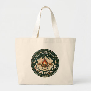 Bolsa Tote Grande Clube Social Retro Acampamento Montanha Insígnia O