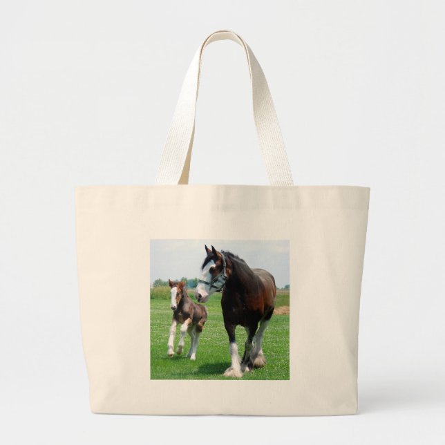 Bolsa Tote Grande Clydesdale e potro (Frente)