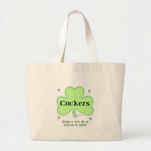 Bolsa Tote Grande Cocker Spaniel Heaven; Ruas. O dia de Patrick Cock