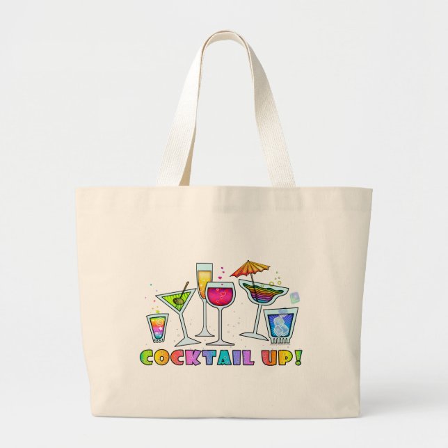 Bolsa Tote Grande COCKTAIL ACIMA DOS VIDROS MANTIMENTO ou SACOLA (Frente)