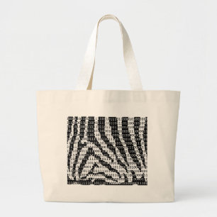 Bolsa Tote Grande Código Binário Zebra Preto e Branco