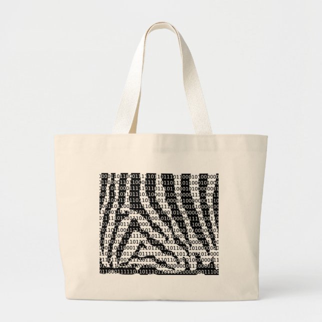 Bolsa Tote Grande Código Binário Zebra Preto e Branco (Frente)