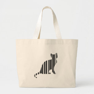 Bolsa Tote Grande CÓDIGO DE BARRAS DE GATO Kitty Código de Barras do