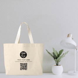 Bolsa Tote Grande Código QR Logotipo comercial Moderno e minimalista