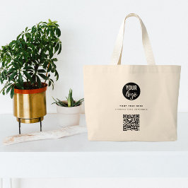 Bolsa Tote Grande Código QR Logotipo comercial Moderno Minimalista