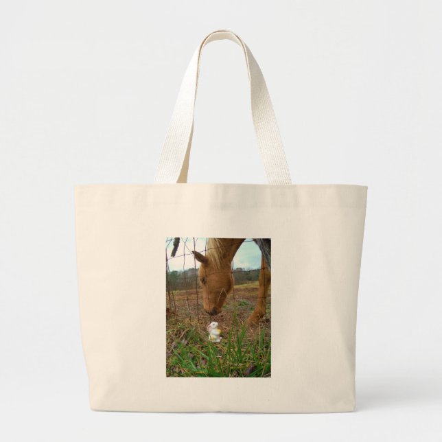 Bolsa Tote Grande coelhinho de cavalo e Primavera (Frente)