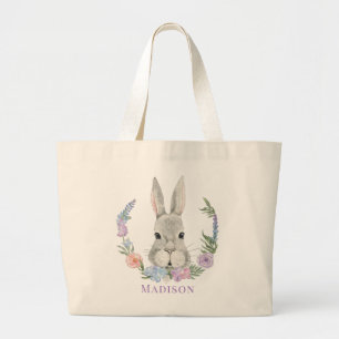 Bolsa Tote Grande Coelho da Páscoa Coelho Coelho Aquarela Personali