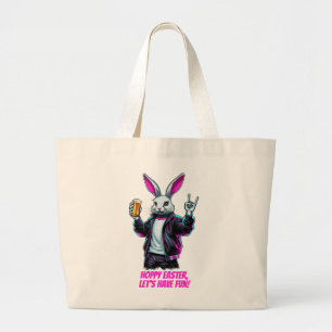 Bolsa Tote Grande Coelho da Páscoa malvado! Páscoa Alegre, Vamos nos
