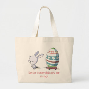 Bolsa Tote Grande Coelho de coelhinho da Páscoa que puxa o costume