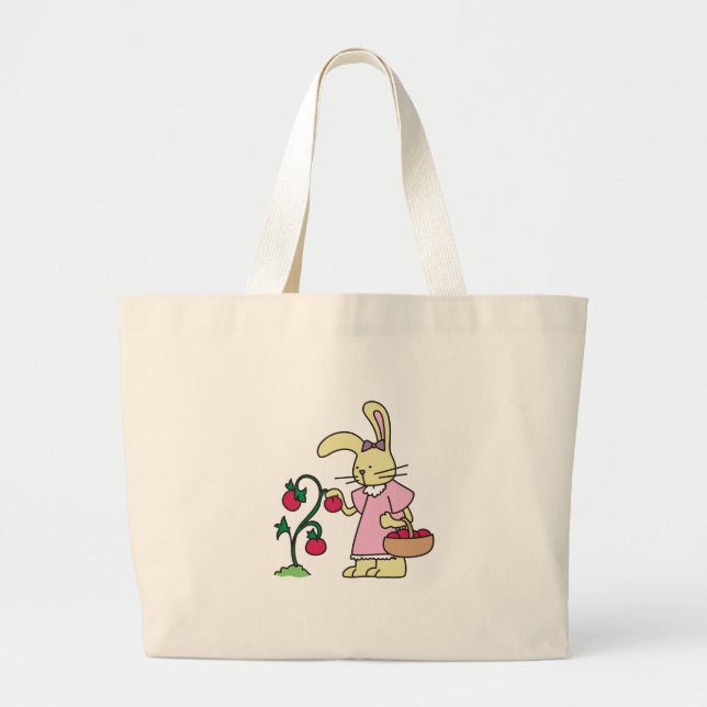 Bolsa Tote Grande Coelho no jardim do tomate (Frente)