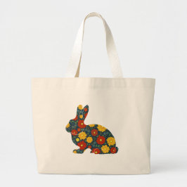 Bolsa Tote Grande Coelho retrô e flores