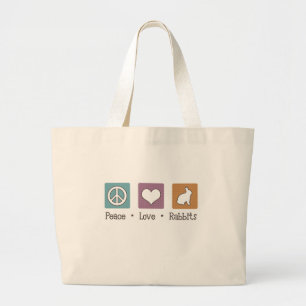 Bolsa Tote Grande Coelhos do amor da paz