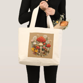 Bolsa Tote Grande Cogumelo de Cottagecore