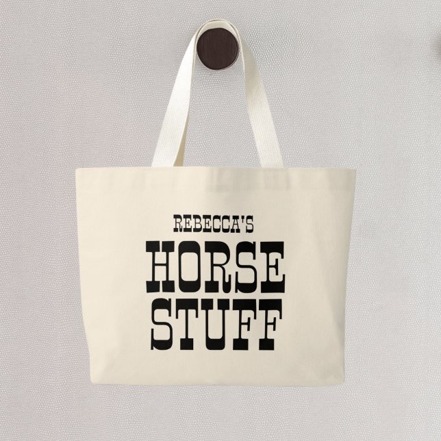 Bolsa Tote Grande Coisa do Cavalo | Nome personalizado Barn equestre (Criador carregado)