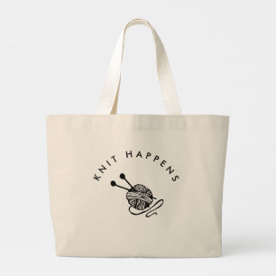 Bolsa Tote Grande Coisa Engraçada Eu Knit Acontece